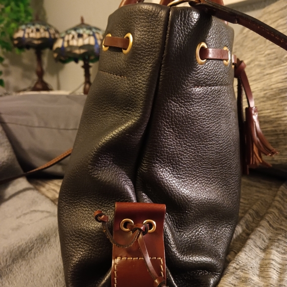 Dooney & Bourke Black With Brown Leather Bag - Picture 12 of 12